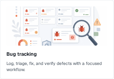 Die TOW-Projektvorlagenauswahl konzentrierte sich auf die Bug-Tracking-Vorlagenkarte.
